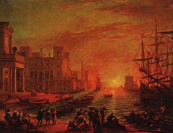 Claude Lorrain Seaport at Sunset Germany oil painting art